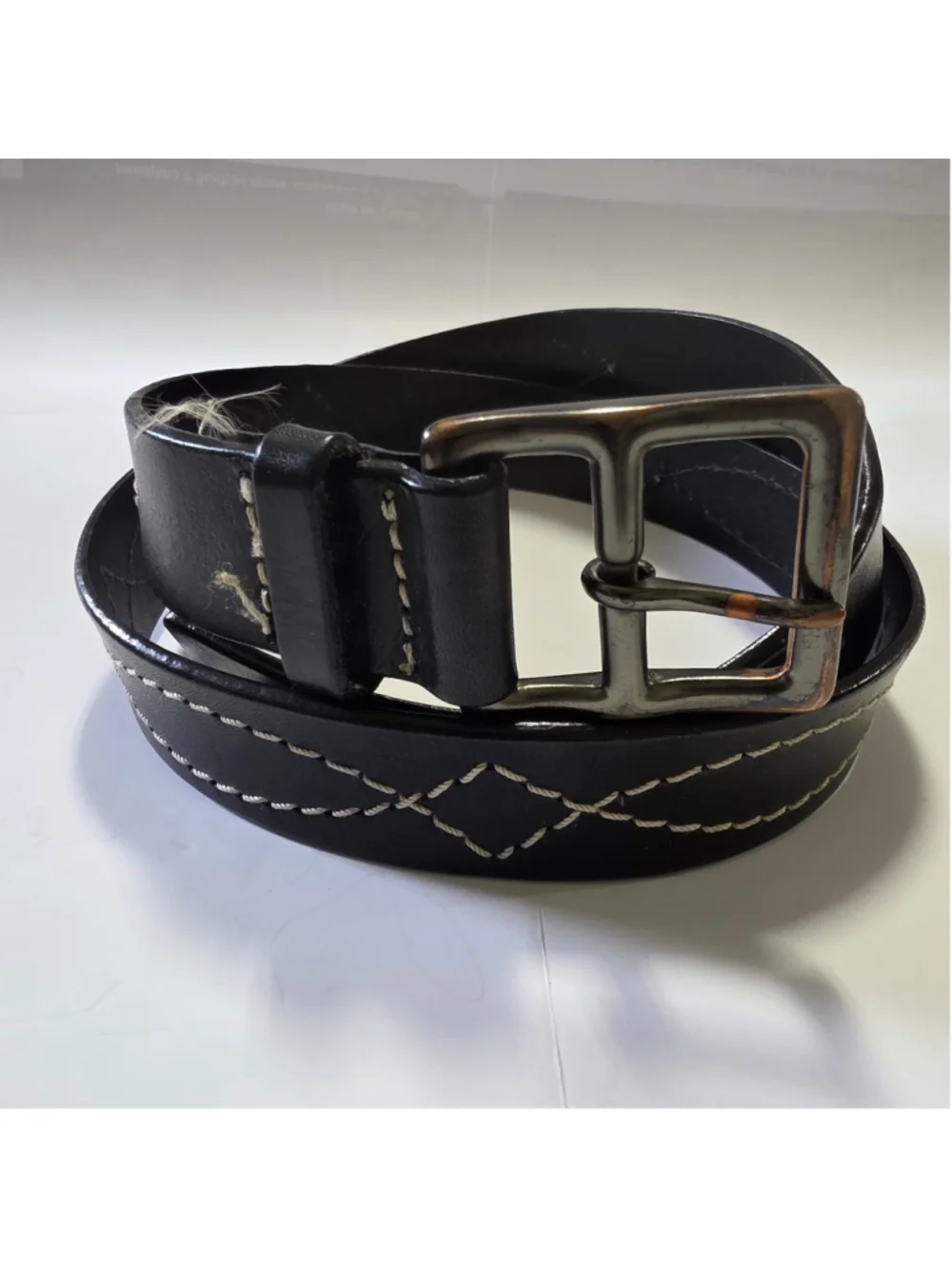 Western Leather Belt Women's Size 38 Dark Brown Solid Brass Buckle